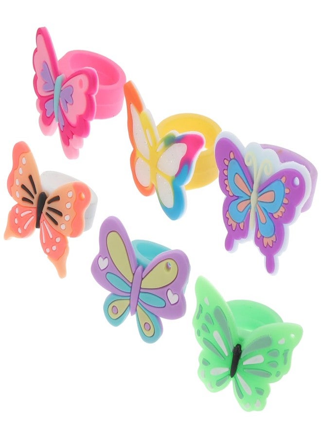 Garneck 12pcs Colorful Butterfly Rings for Girls Plastic Kids Decorative Cartoon Finger Ring Colorful Butterfly Finger Holder for Girls Party Favors - Image 1
